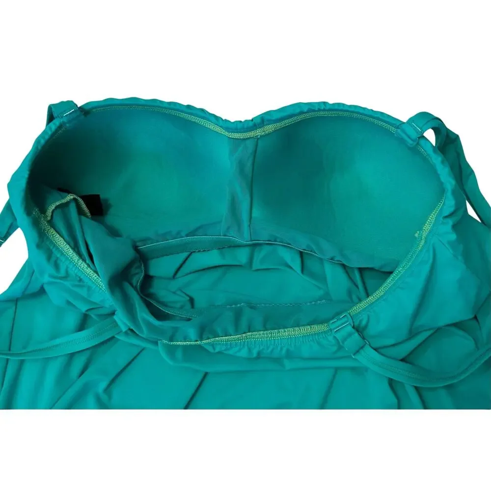 Coco Reef Bra Sized Side Tie Tankini Swim Top Turquoise Size 38C